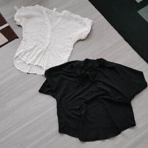 H&M Black and White Short-Sleeve Blouse Duo